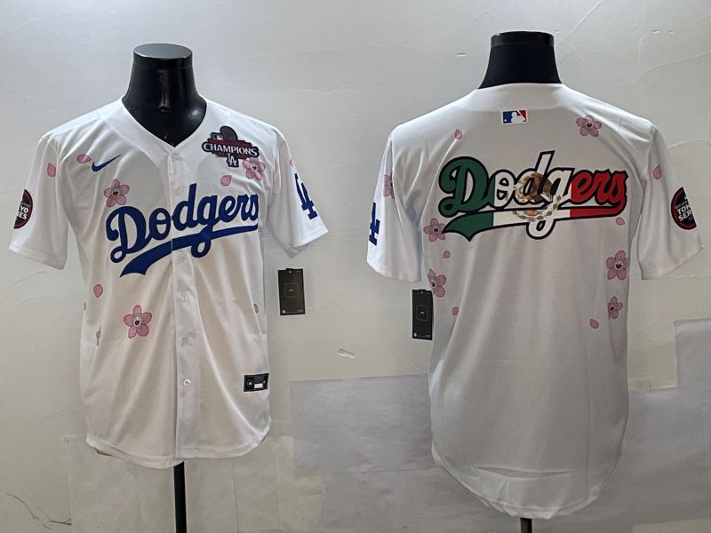 Men Los Angeles Dodgers Blank White Sakura Edition 2025 Nike MLB Jersey style 8